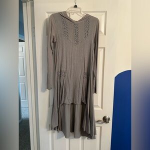 Free People Embroidered/ Hooded Tunic Dress. Hi-Low. Size Small.